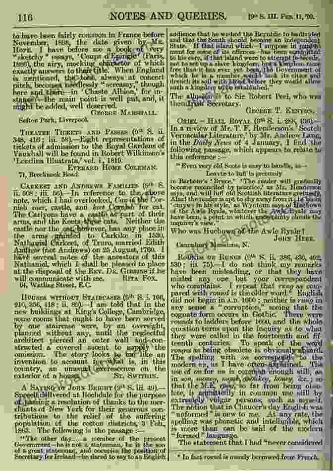 A Page From The Original Notes And Queries: Volume May December 1850 Notes And Queries Index Of Volume 2 May December 1850 A Medium Of Inter Communication For Literary Men Artists Antiquaries Genealogists Etc