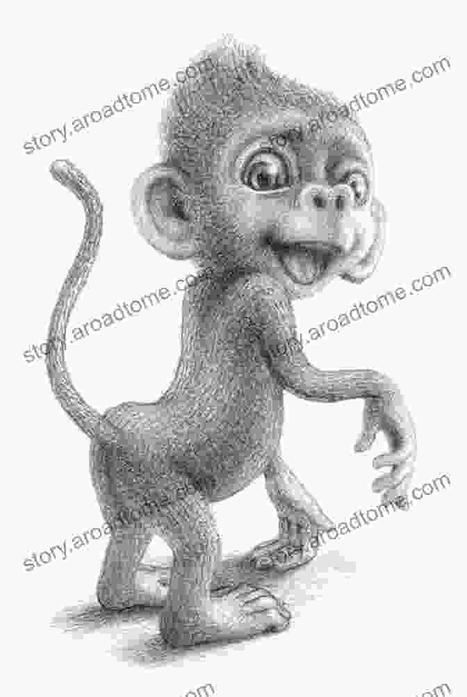 A Playful Sketch Of A Mischievous Monkey, Its Curious Eyes Gazing Up At The Viewer. Animals The Scribble Pad Of Srinivas Krothapally