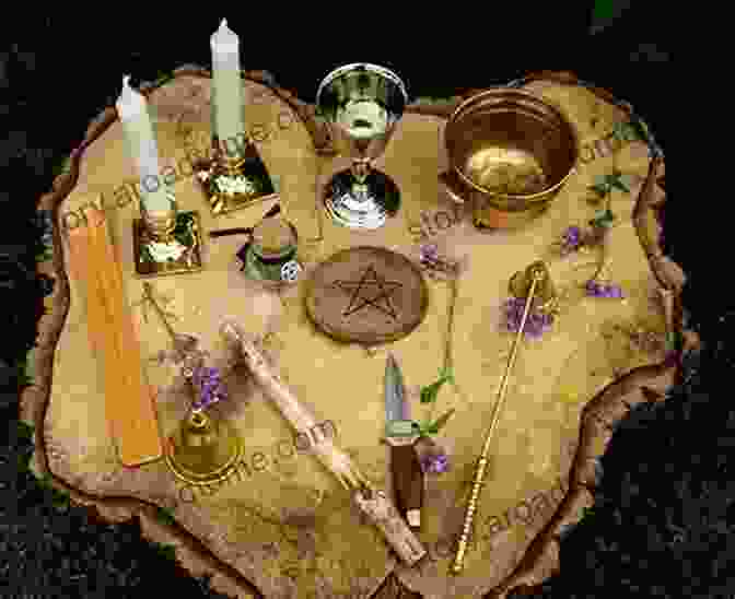 An Assortment Of Witchcraft Tools Laid Out On A Wooden Table, Ready For Use In Rituals Wicca For Beginners: A Complete Guide To Witchcraft Religion Discover The Secrets Of Magic Spells And Rituals To Become A Wiccan And How To Use Crystals Candles Runes Oils And Herbal Magic