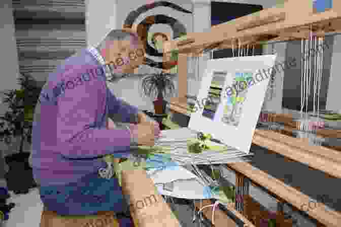 An Image Of A Weaver Working On A Tapestry. Threads Knots Tapestries Tess Castleman