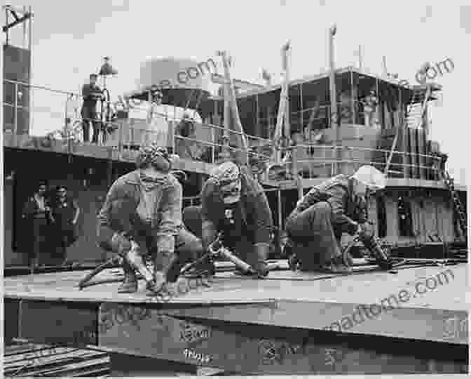 Shipyard Workers Building A Ship Looking Seaward Again Walter Runciman