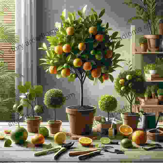 Vibrant Citrus Trees Flourishing In Pots, Showcasing Their Verdant Foliage And Tantalizing Fruits Successfully Grow And Garden Citrus Fruit Trees Using Pots And Containers: Beginner S Guide To Selecting The Right Tree Pots Containers For Indoor Diseases Transplanting Espalier